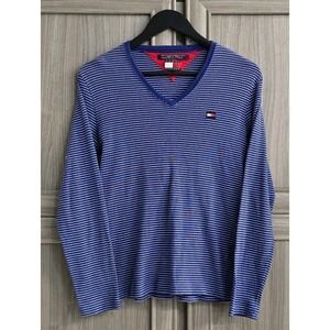 Vintage Tommy Hilfiger Womens Pullover Lightweight Sweater XL Blue Red Stripe